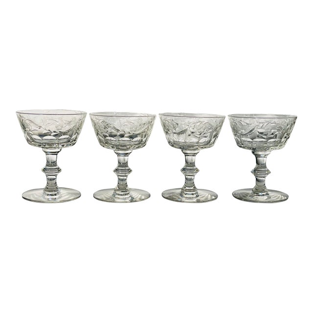 Early 20th Century Seneca Cut Glass Champagne - Set of Four For Sale