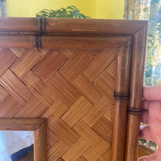 Faux Bamboo Rattan Wall Mirror For Sale - Image 12 of 13