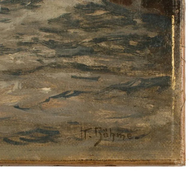 Realism Early 20th Century "Scenic Cliffs" Coastal Landscape Oil Painting by Karl Theodor Boehme For Sale - Image 3 of 9