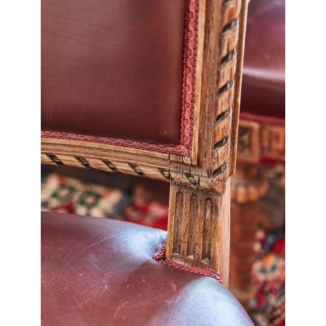 Antique Louis XVI Chairs in Carved Leather, Set of 10 For Sale - Image 9 of 16
