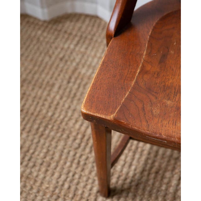Brown 1930s Oak Banker's Chair For Sale - Image 8 of 10