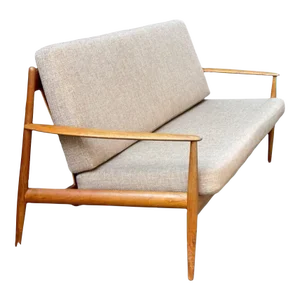 Vintage Danish Modern Teak Sofa Arm Chair by John Stuart. Original Upholstery
