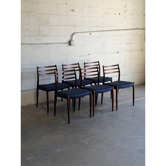 In Style of J.l. Moller Set of 6 Model 78 Dining Chairs Solid Rosewood Denmark Mid-Century Modern 1960s For Sale In Los Angeles - Image 6 of 15