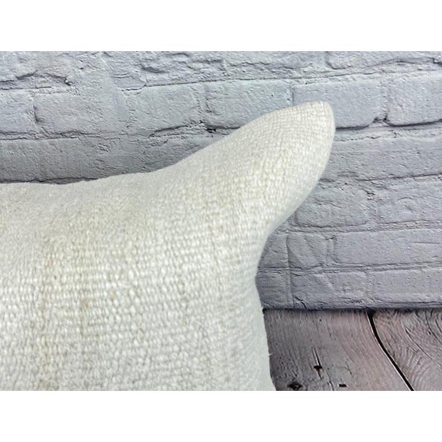 Turkish 16 x 24 Hemp Pillow Turkish Cushion Natural White Pillow Cushion Cover For Sale - Image 3 of 4
