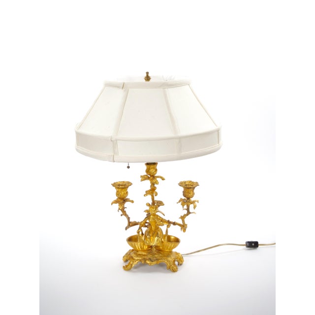 French Pair of Gilt Bronze Louis XVI-Style Three-Light Candelabra Table Lamps For Sale - Image 11 of 15