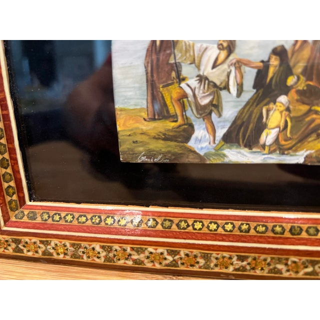 Mid 20th Century Vintage Persian Handmade Khatam Frame W/ Moses Crossing For Sale - Image 5 of 6