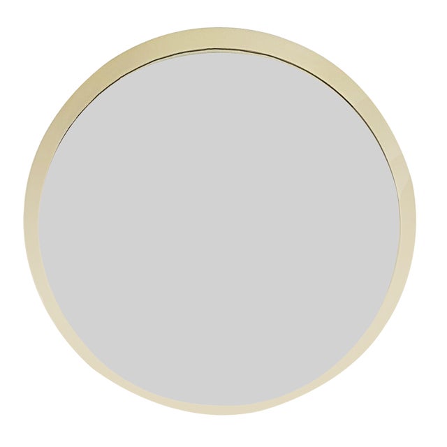 White Frame Round Wall Mirror, Italy, 1960s For Sale