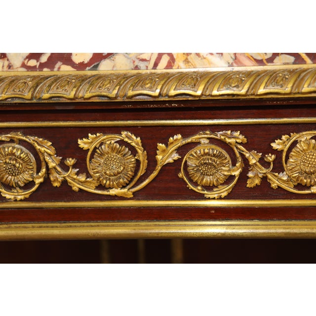 Signed Henry Dasson 1860s Era Bronze Mounted Marble Top Server Console Table For Sale - Image 9 of 15
