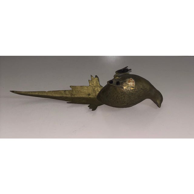 Mid 20th Century Mid 20th Century Solid Brass Sculpture of a Pheasant Bird For Sale - Image 5 of 8