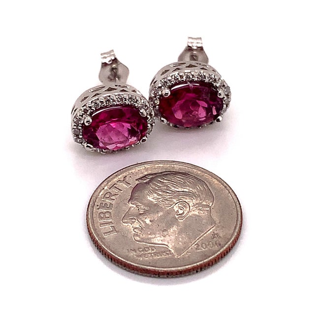 Tourmaline Diamond Stud Earrings 14k Gold 2.27 TCW Certified For Sale In New York - Image 6 of 8