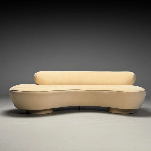 Mid-Century Modern Vladimir Kagan, Directional, Mid-Century Modern, Serpentine Cloud Sofa, Velvet For Sale - Image 3 of 12