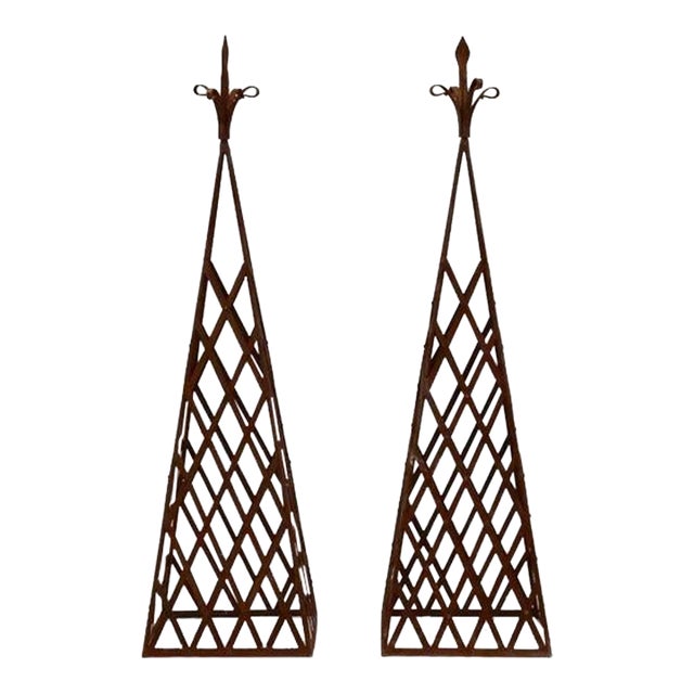 Large Cast Iron Topiaries of Pyramid Form - a Pair For Sale