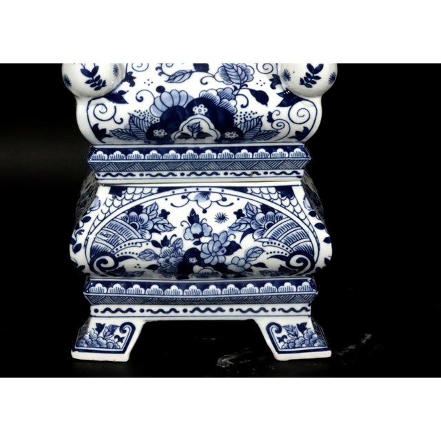 Ceramic Monumental Flora: Pair of Vintage Blue & White Tulip Vase Pyramids For Sale - Image 7 of 12