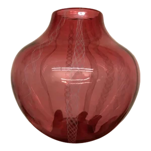 Contemporary Handblown Red & Pink Vase With Etched Details