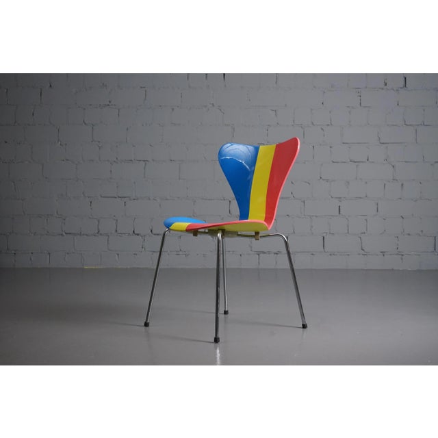 Mid-Century Modern Danish Series 7 Stackable Model 3107 Custom Design Dining Chair or Desk Chair by Arne Jacobsen for Fritz Hansen, 1967 For Sale - Image 3 of 9