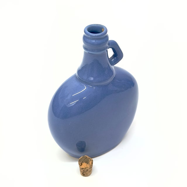 Mid 20th Century Vintage Slim Blue Ceramic Vessel Curation - Group of 3 For Sale - Image 5 of 11
