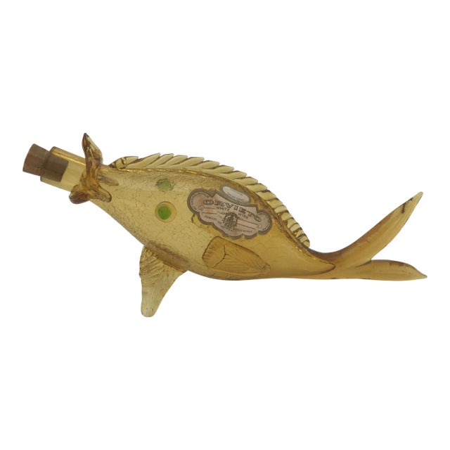 Italian Mid Century Blown Glass Fish Wine Bottle For Sale