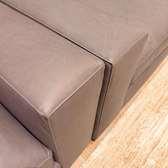 Pair of Crate & Barrel Oceanside 89” Leather Sofas For Sale In Washington DC - Image 6 of 16