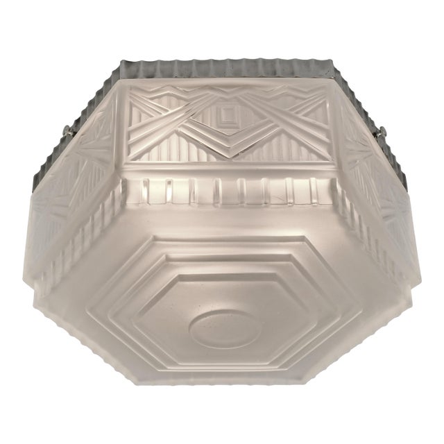 1930s French Art Deco Flush Mount by Georges Leleu France - 2 Available For Sale