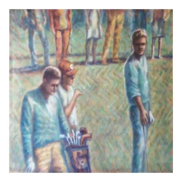 Wayne Timm : Large Vintage Painting Titled: Goodbye Arnie,1968 For Sale