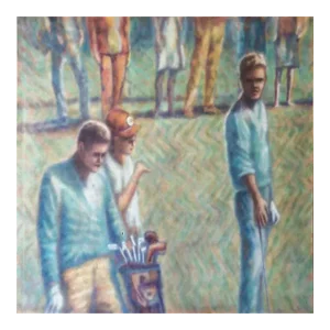 Wayne Timm : Large Vintage Painting Titled: Goodbye Arnie,1968