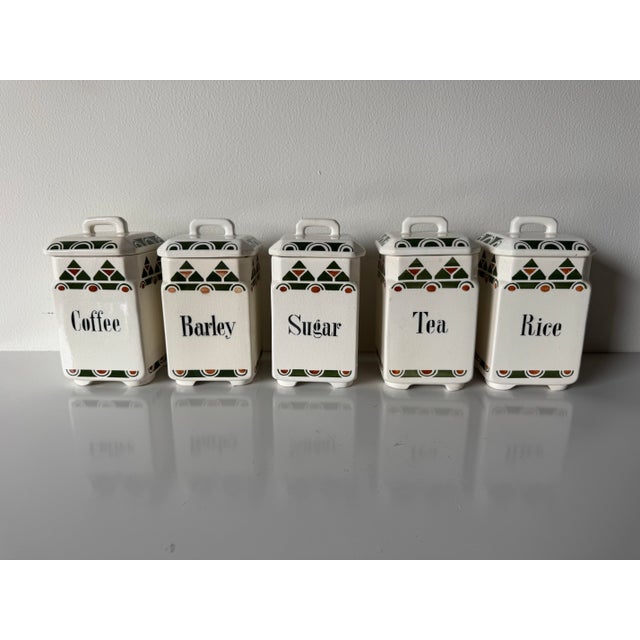 Vintage German Ceramic Kitchen Canister Set of 10 For Sale - Image 4 of 12