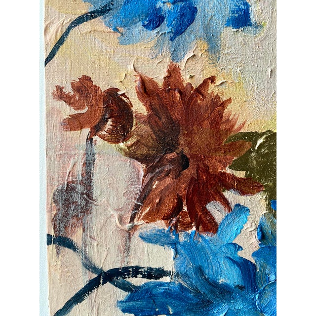 Cornflower Blue Original Oil-Jardin d'Hiver 2026-Oil, Impasto and Gold Leaf-Shizico Yi-British Awarded Artist For Sale - Image 8 of 18