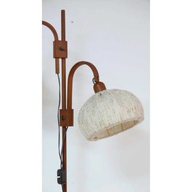 Wood Teakwood Double Floor Lamp from Domus, Denmark, 1970s For Sale - Image 7 of 11