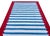 Handmade Cotton Area Rug, Blue and White Striped Scalloped Rug With Red Border - 5'x8' For Sale - Image 9 of 13