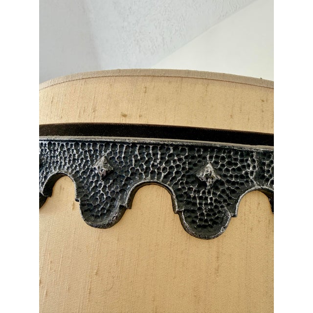 Vintage Monumental Carved Wood Table Lamp With Original Drum Shade For Sale In Salt Lake City - Image 6 of 7