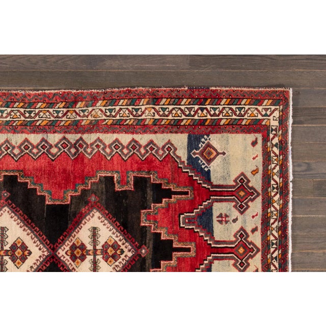 Traditional Vintage Persian Handmade Geometric Wool Rug For Sale - Image 3 of 6