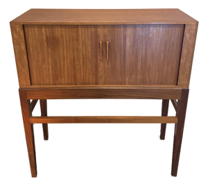 A Tall Mid Century Modern Danish Cocktail Cabinet With Tambour Doors, Circa 1960s