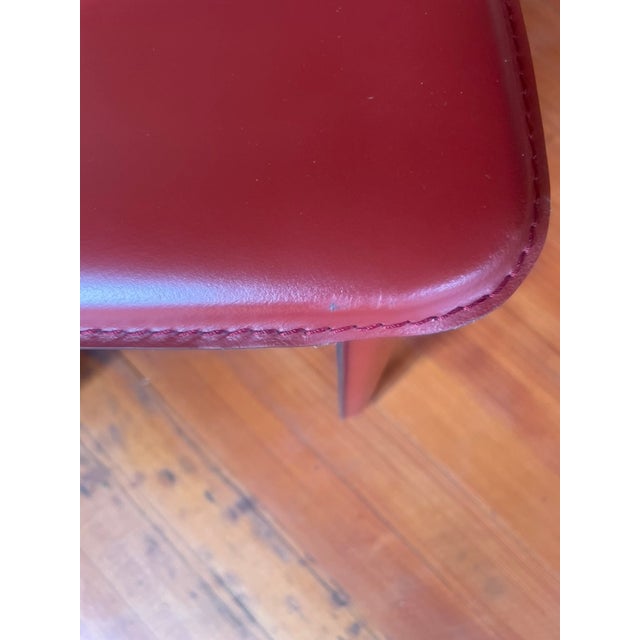 Metal Frag Italian Postmodern Red Leather Dining Chairs For Sale - Image 7 of 10