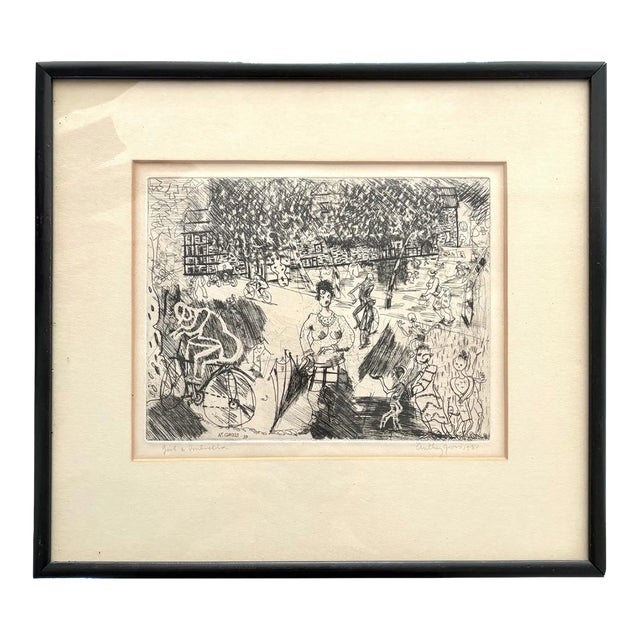 Engraving by Anthony Gross (British, 20th Century), Dated 1930, Pencil Signed - Framed/Matted For Sale