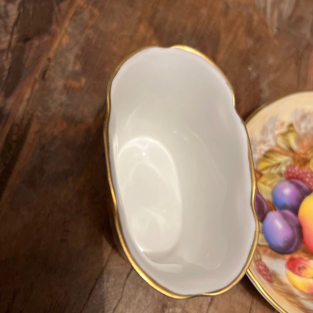 1950s Aynsley HandPainted Toothpick Holder & Matching Saucer Set- a Pair For Sale - Image 11 of 11