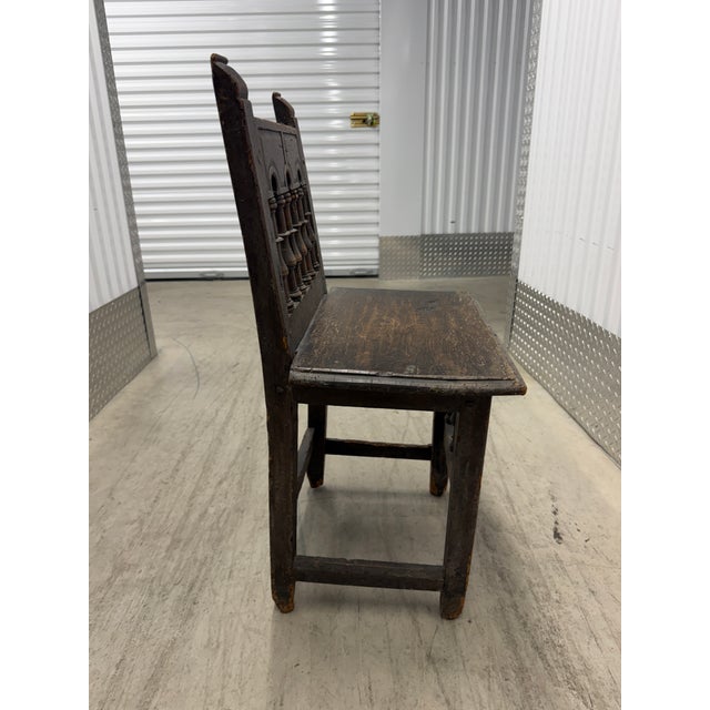 Coffee 17th Century Italian Renaissance Walnut Side Chair For Sale - Image 8 of 10