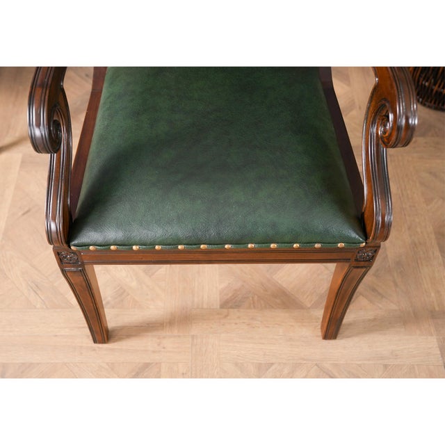 Niagara Furniture Green Leather Chair For Sale - Image 9 of 12