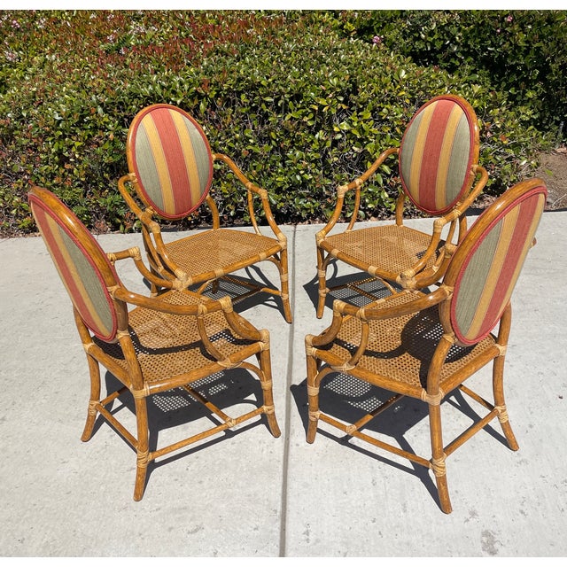 McGuire Vintage Rattan Oval Back Chairs, a Set of 4 For Sale - Image 9 of 11