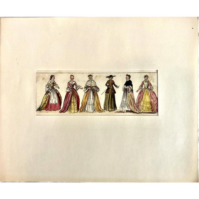 Set of Six Original Watercolor and Ink Depictions of 18th- And 19th-Century European Fashions For Sale - Image 12 of 13