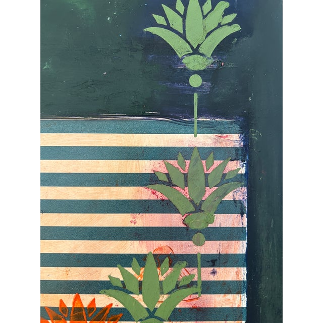 Stripes and Flowers Series No.5 Original Mixed Media Painting For Sale - Image 4 of 6