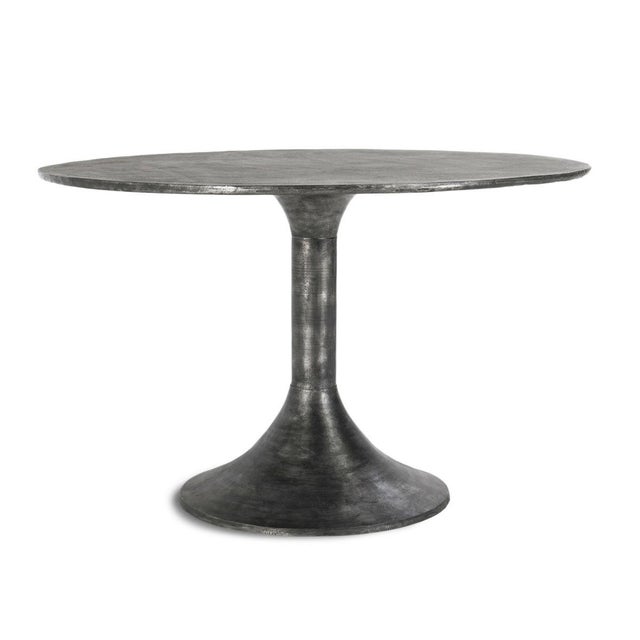 Metal Gunmetal Round Dining Table 48" For Sale - Image 7 of 11