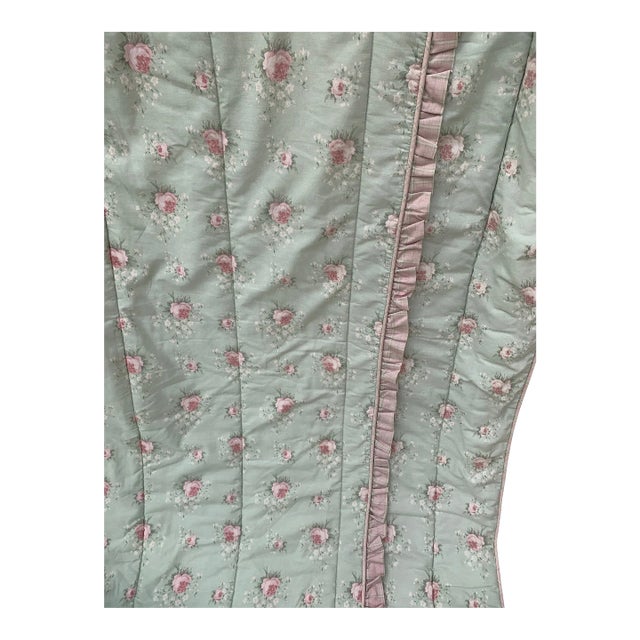 Vintage Laura Ashley Rosemoor Ruffles Twin Comforter Cover, Pink Roses Rosebuds For Sale