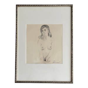 Custom Framed Nude Drawing-Signed-1960's