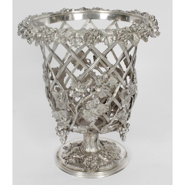 This is a wonderful, rare and highly decorative antique English Old Sheffield Plate Regency wine cooler of campana form,...