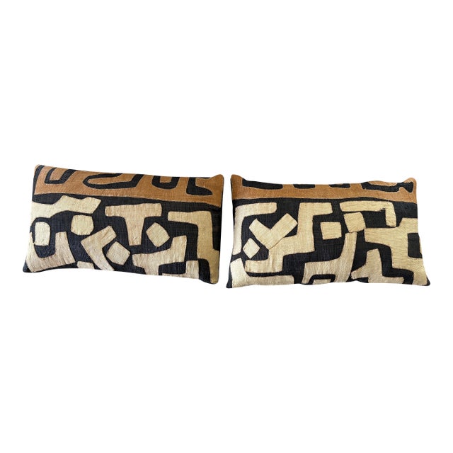 Kuba Cloth Pillows Set For Sale