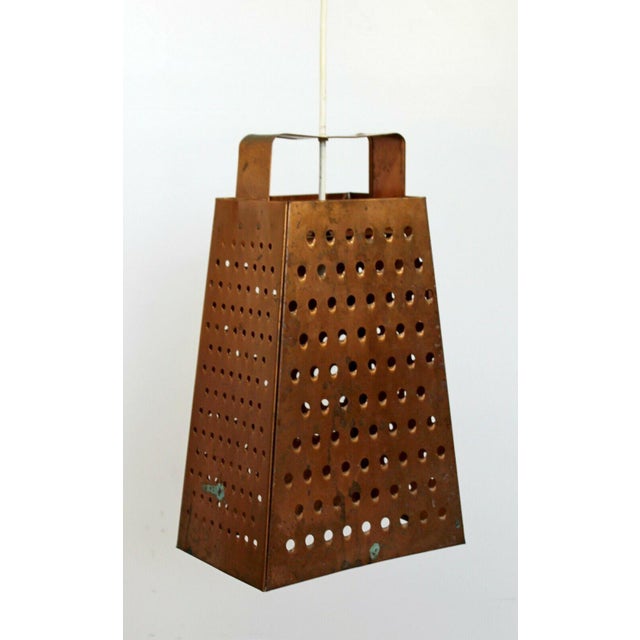 Mid Century Modern Style Copper Cheese Grater Light Fixture Chandelier