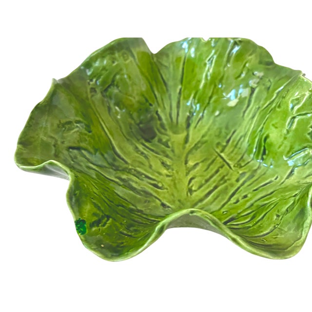 1950s Pat Young Handmade Green Leaf Pottery Bowls Dodie Thayer Style — Set of Four For Sale - Image 12 of 13