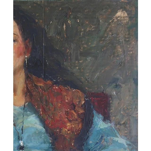 Realism Antique Oil Painting: Young Woman Portrait by Ukrainian Artist Nikolenko 53-42 For Sale - Image 3 of 6