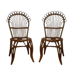 Set of Rattan Side Chairs, 1960s