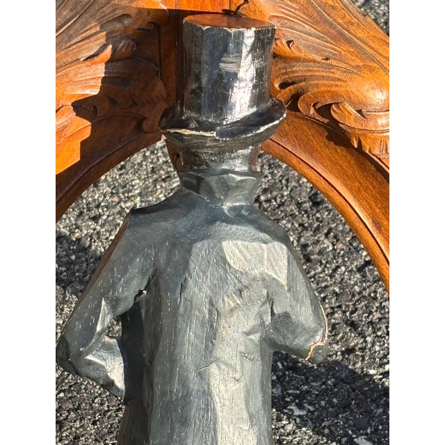 Wood A Carved Gentleman - 19th C. Artisan Hand Hewn and Painted Wooden Figure For Sale - Image 7 of 9